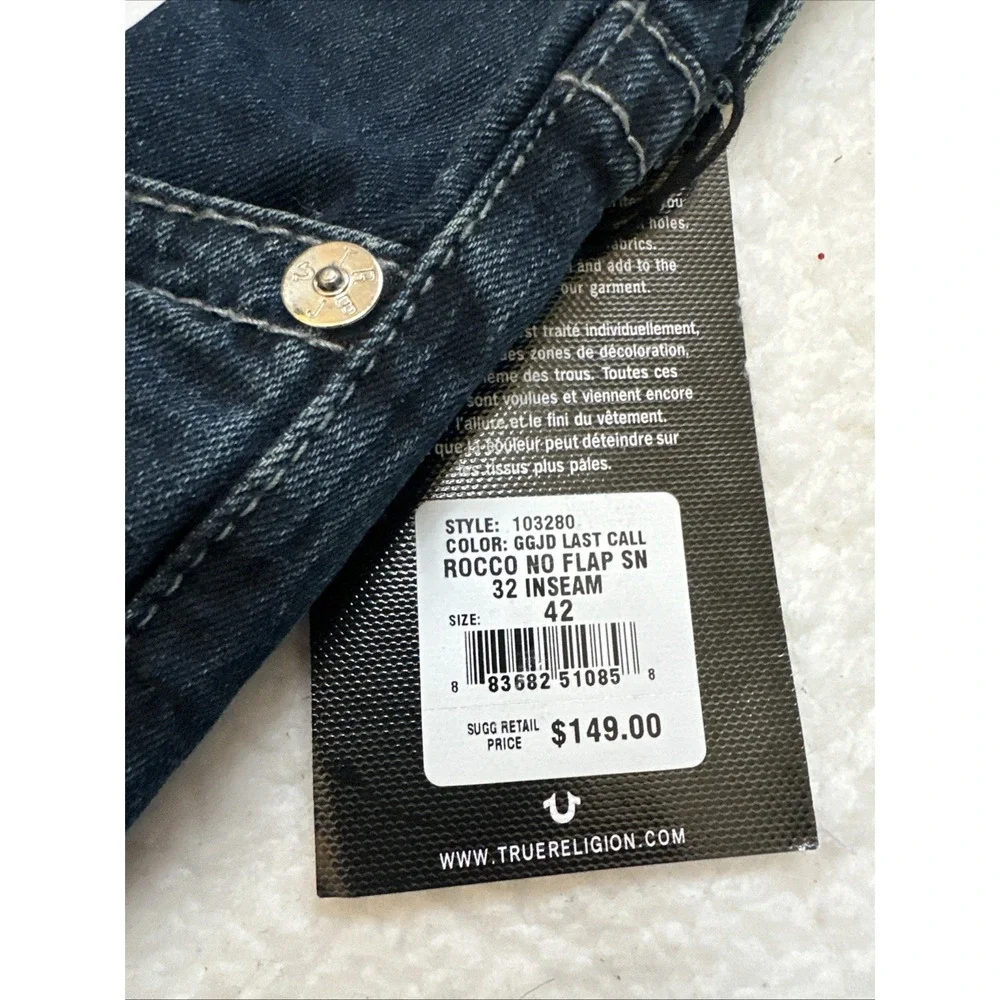 true religion rocco relaxed skinny jeans Men 42‎ No Flap Inseam 32 World Tour